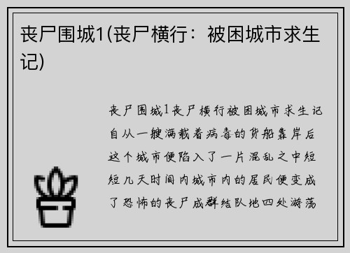 丧尸围城1(丧尸横行：被困城市求生记)